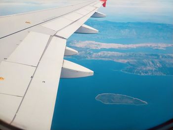 Aerial view of zadar in croatia drop airplane flying in sky