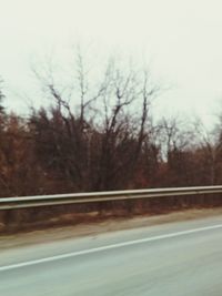 Road amidst bare trees against sky