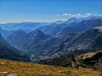 Scenic view of mountains against sky