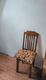 High angle view of empty chairs on table at home