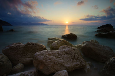 Scenic view of sea against sky during sunset