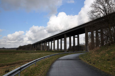 Bridge over road against sky