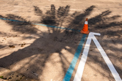 High angle view of zebra crossing on road