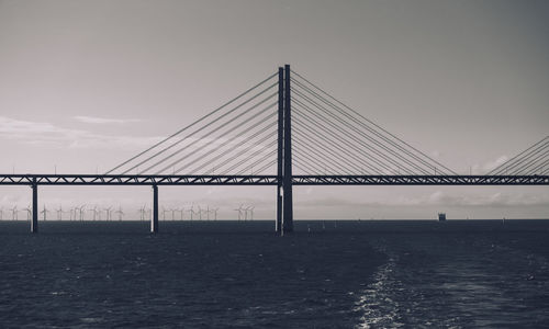 View of Öresund suspension bridge over the Öresund sea. 