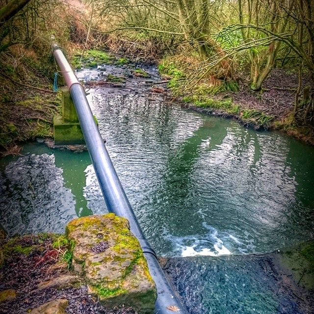 water, high angle view, nature, tranquility, river, lake, reflection, rock - object, tree, flowing water, stream, beauty in nature, tranquil scene, day, forest, plant, outdoors, no people, scenics, flowing