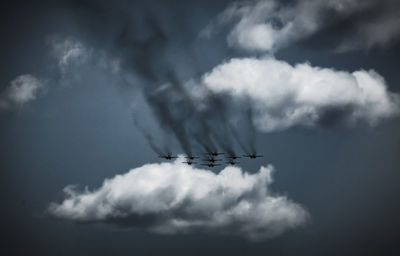 Low angle view of airplane flying in sky