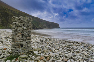Scenic view of beach against sky