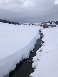 Scenic view of land against sky during winter