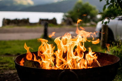 Close-up of fire pit