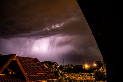 Panoramic view of storm clouds over buildings