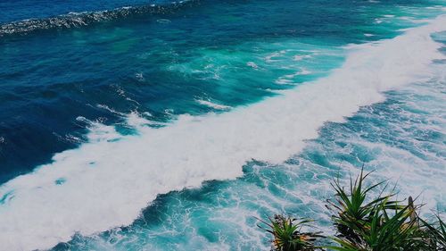 High angle view of swimming pool by sea