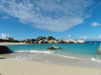 Scenic view of beach against sky