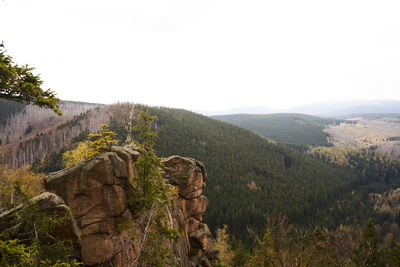 Scenic view of rocky mountains against clear sky