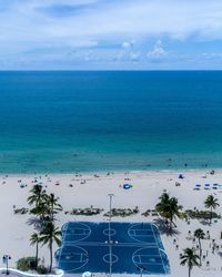 High angle view of beach against sky