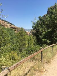 Scenic view of landscape against clear blue sky