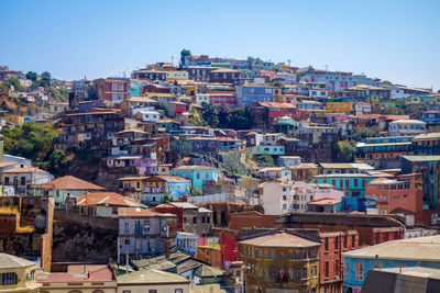 High angle view of townscape against sky