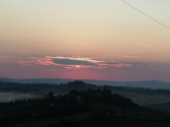 Scenic view of silhouette landscape against sky during sunset