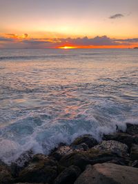 Scenic view of sea during sunset