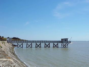 Pier on sea against sky