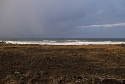 Scenic view of beach against sky