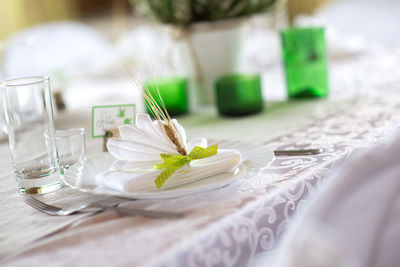 Close-up of table place setting