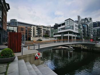 View of buildings in city against cloudy sky