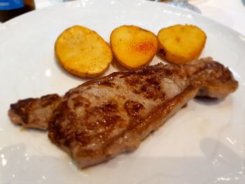 High angle view of meal served in plate