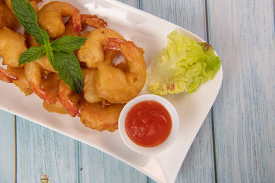 Close-up of food in plate on table