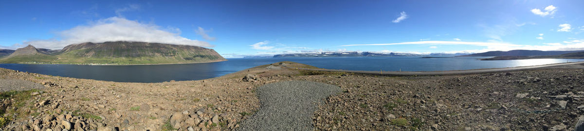 A stretch of iceland's coast on a beautiful day in midsummer