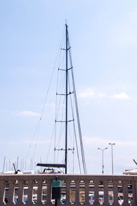 Low angle view of sailboat against sky