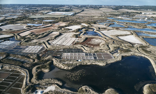 Salt pans on sunny day