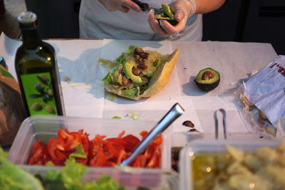 Close-up of salad on table