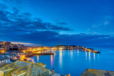 Dusk at the beautiful seaside town of st. ives in cornwall, england