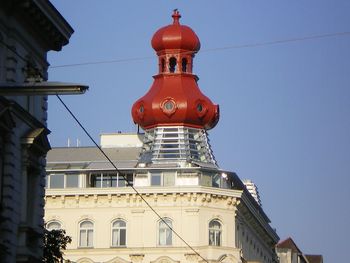 Low angle view of building against clear sky