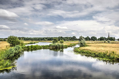 Scenic view of lake against sky