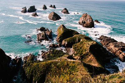Scenic view of sea and rocks