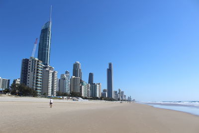 View of modern buildings at beach
