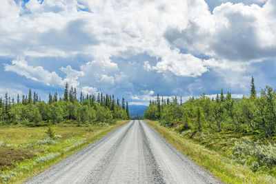 Road amidst trees against sky