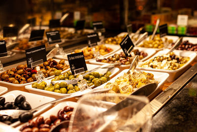 Food for sale at market stall