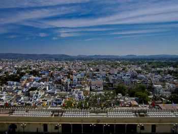 High angle view of townscape against sky