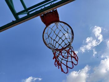 Low angle view of basketball hoop against sky