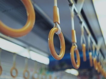 Close-up of yellow hanging light