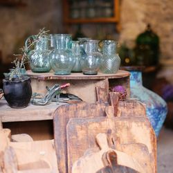 Close-up of containers on table