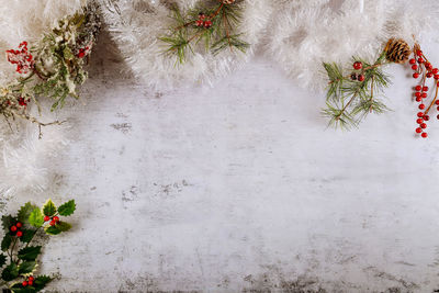 Scenic view of snow covered christmas tree