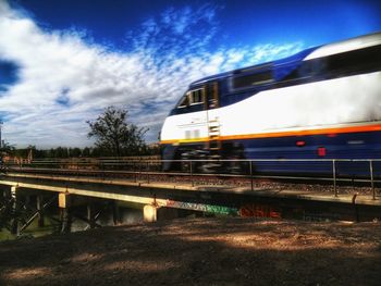 Train at railroad station platform