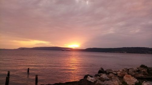 Scenic view of sea against sky during sunset