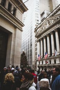 People in front of building