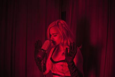 Young woman performing in a nightclub