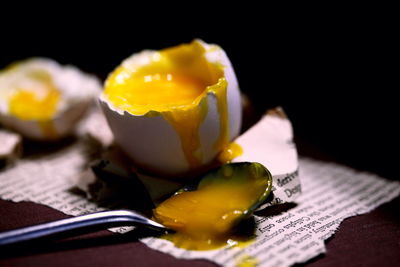 Close-up of breakfast on table