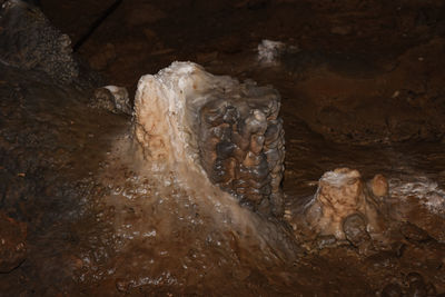 High angle view of rock formation in water